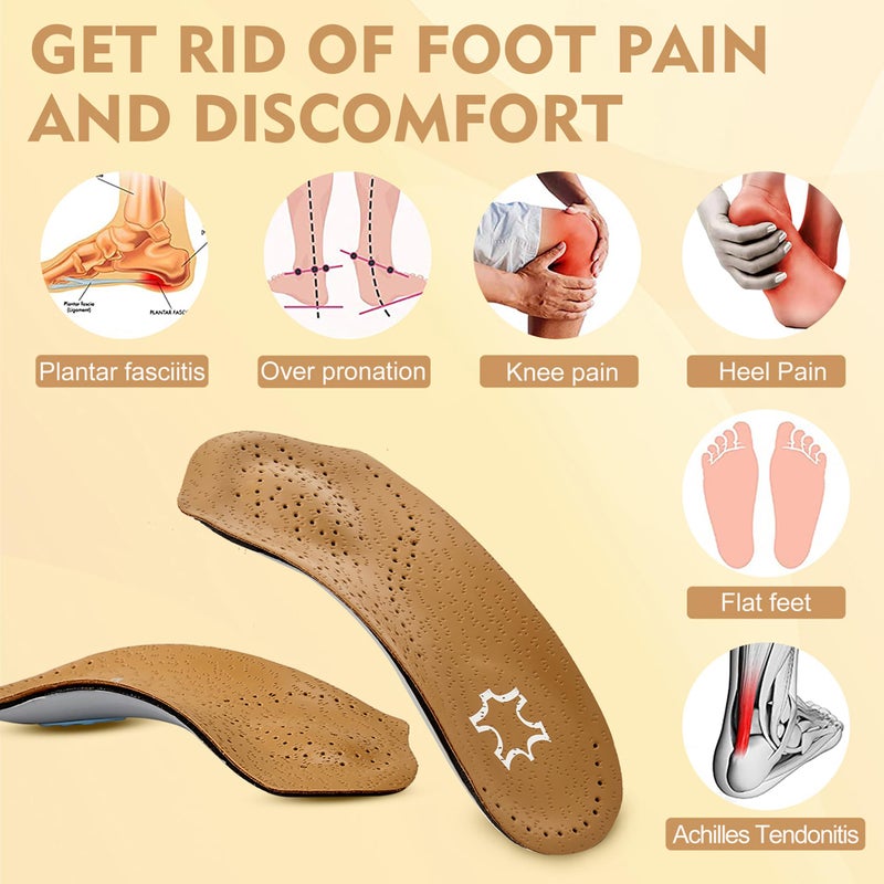 RooRuns Arch Support Insoles for Women/Men  3/4 Plantar Fasciitis Insoles High Arch Supports Shoe Insoles for Flat Feet  Over-Pronation  Foot Pain Relief  Orthotics Heel Cushion Inserts for Running Walking  L - Image 4